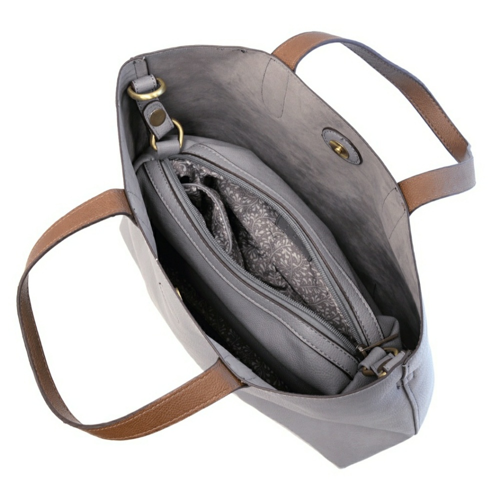 *SOLD* Grey Vegan Leather Mariah Medium Tote - Picture 3 of 6